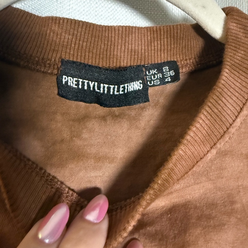 PrettyLittleThing Brown Tie Dye Cropped Muscle Tank Top US 4 - Picture 3 of 7